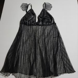 Black Sexy Pleated Babydoll Nightie by Jonathan K. Lingerie line Womens Sz M